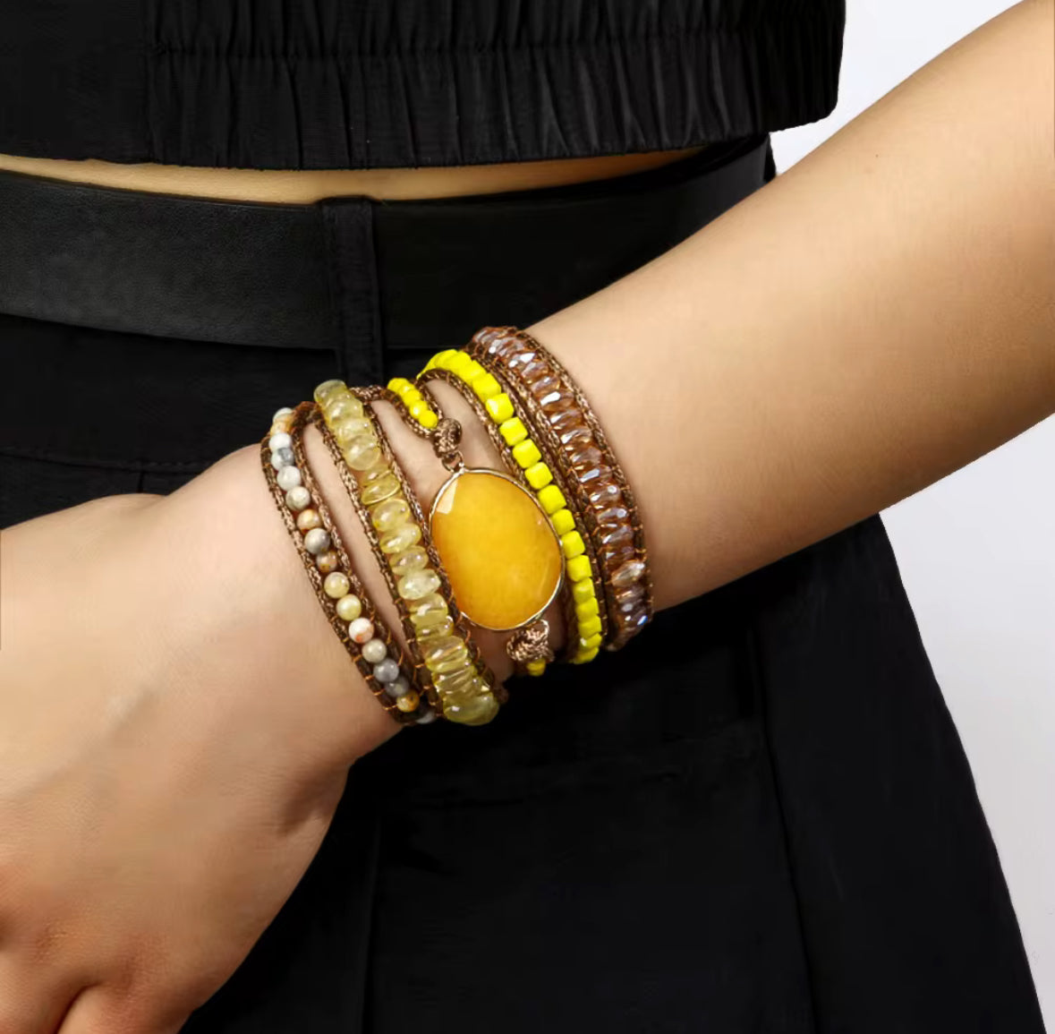 Yellow Jasper Wrap Bracelet