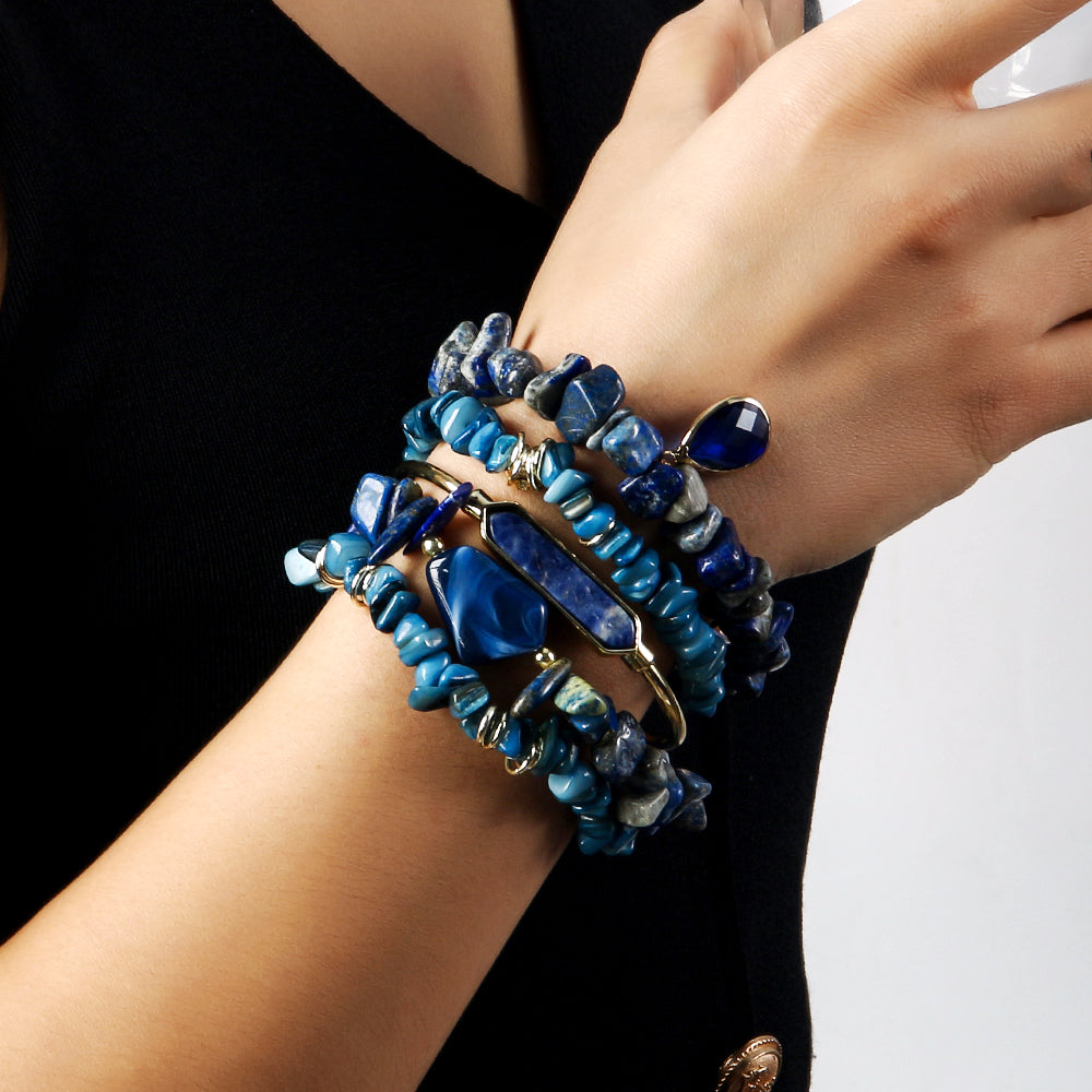 Deep Tranquility Blue Lapis Beaded Bracelet Set
