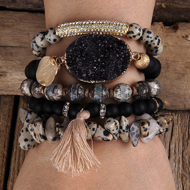 Dalmation Jasoer Bracelet Set with tassel