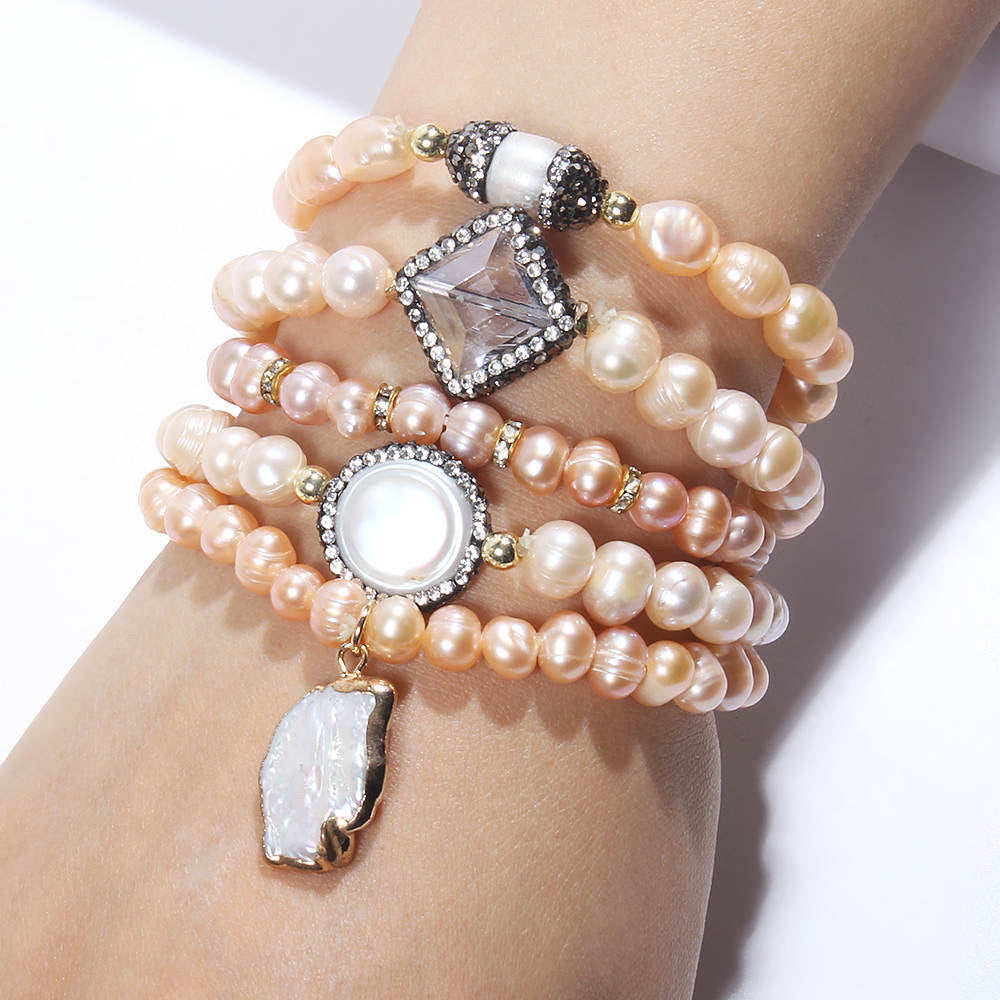 5 piece beaded pearl bracelet set