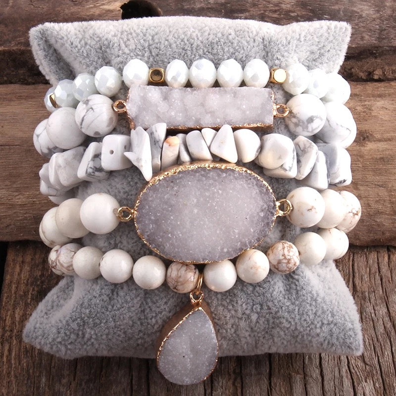 White Howlite Harmony Bracelet Set