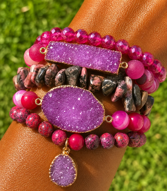 pink druzy bracelet