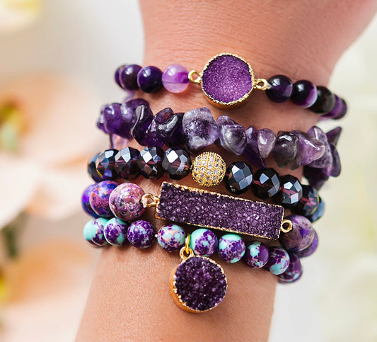 Amethyst bracelet on model 