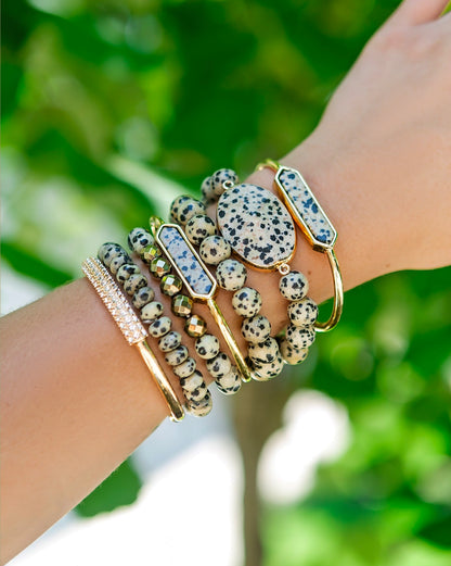 Dalmatian Jasper Beaded Bracelet Set