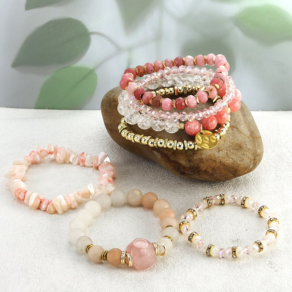 Rose Quartz Radiance Beaded Bracelet Set