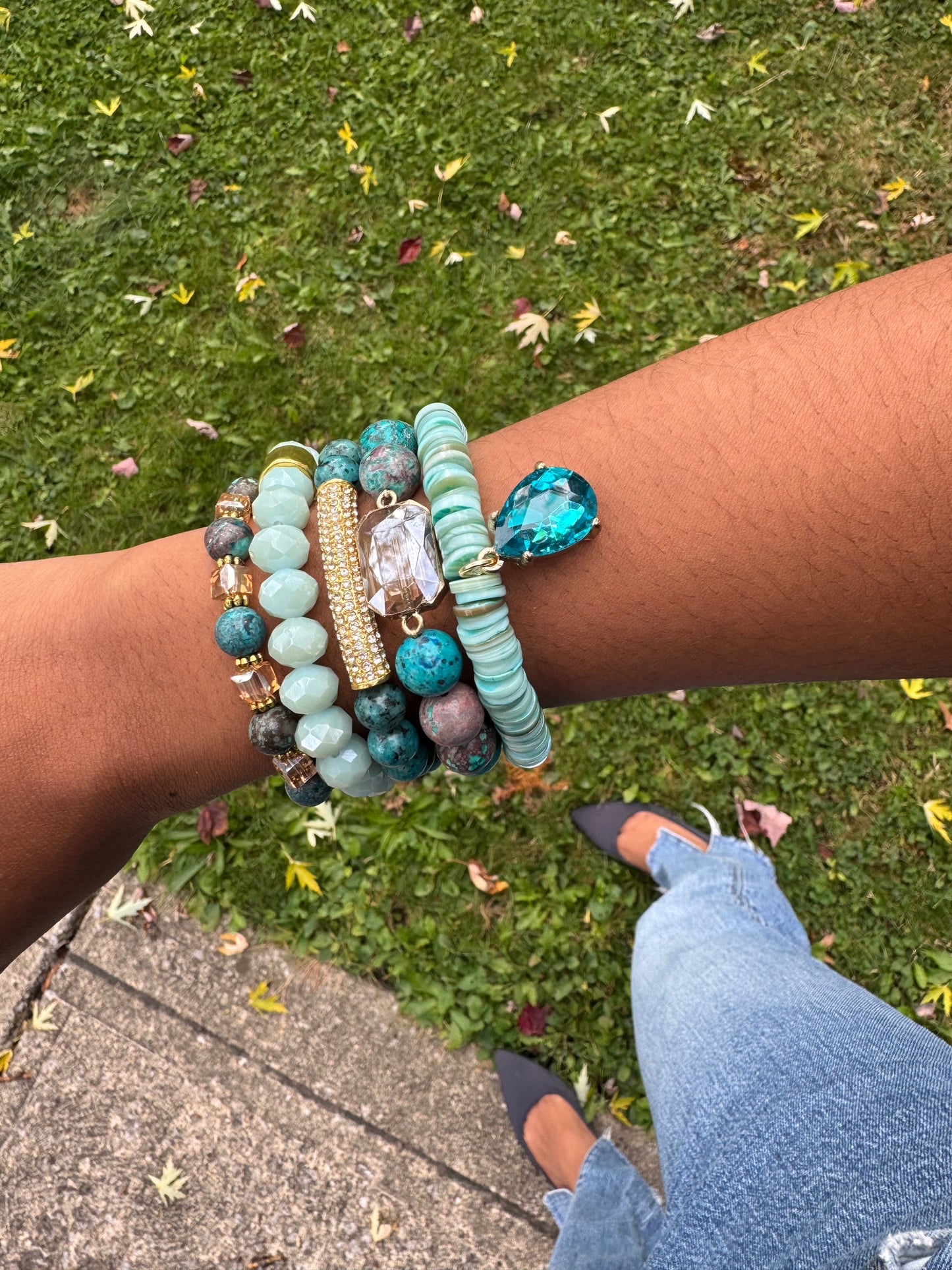 Imperial Blue Stone Beaded Bracelet Set