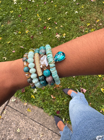 Imperial Blue Stone Beaded Bracelet Set