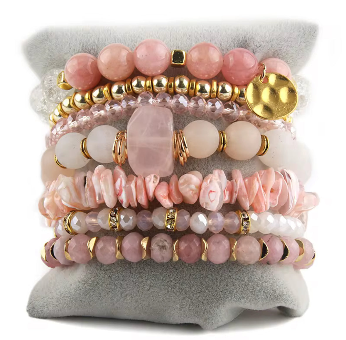 Rose Quartz Radiance Beaded Bracelet Stack