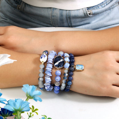 Blue Emperor Stone Beaded Bracelet Set
