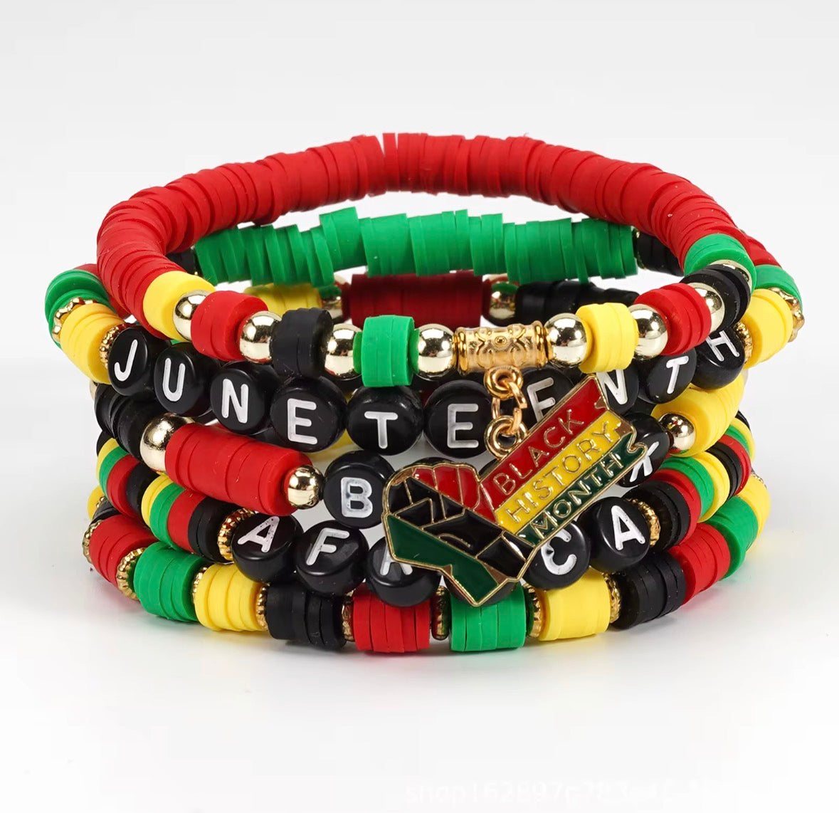 Juneteenth Beaded Bracelet Stack