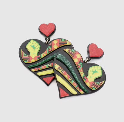 Juneteenth Heart Dangle Earrings