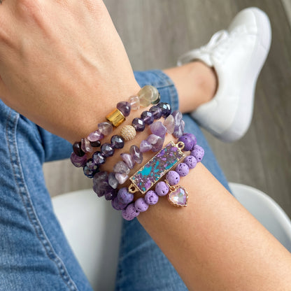 Amethyst Crystal Beaded Bracelet Set
