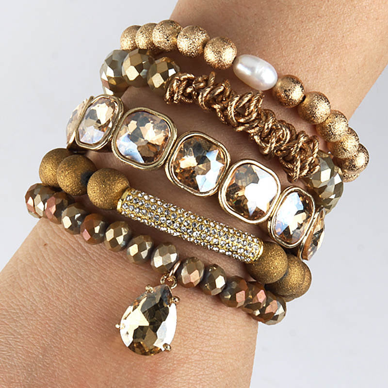 beaded bracelet set brown