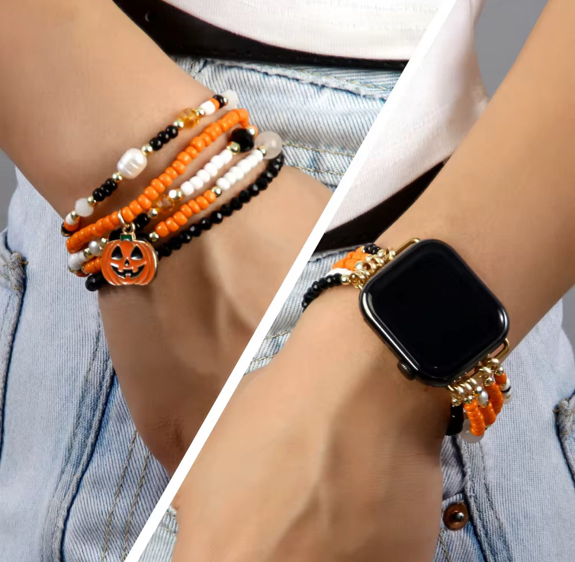 Festive Halloween Beaded Apple Watch Band