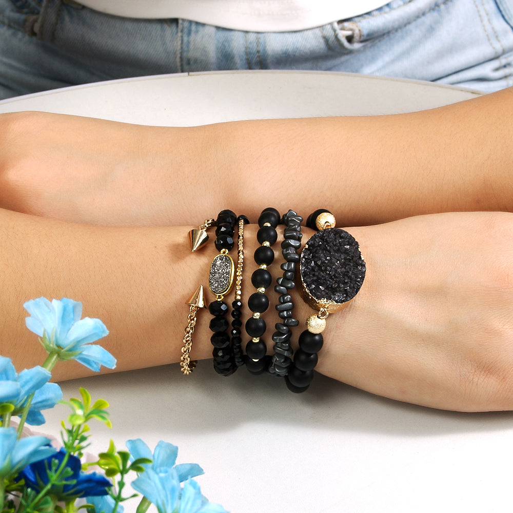 Midnight Majesty Beaded Bracelet Set