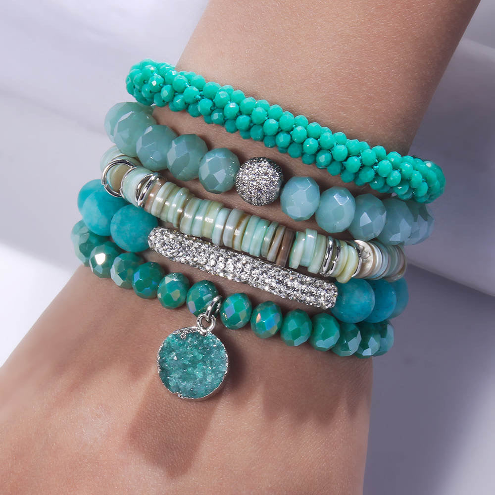 Druzy stacked bracelet set in turquoise