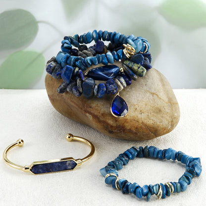 Deep Tranquility Blue Lapis Beaded Bracelet Set