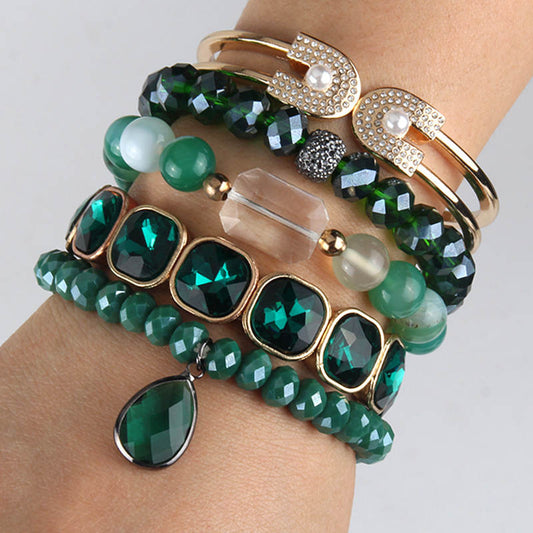 Crystal bracelet set-emerlad-green