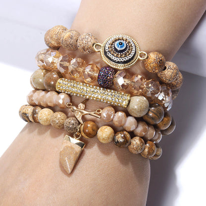 Desert picyure jasper bracelet set 5 piece set