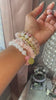 5 Piece womens crystal beaded gemstone bracelet set in rose quartz