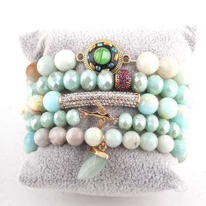 5 piece beaded bracelet set Amazonite