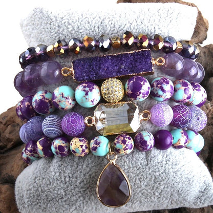 Purple Turquoise Jasper Bracelet Set