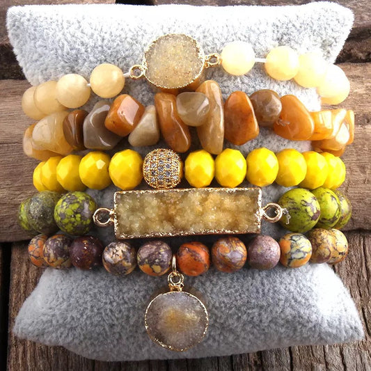Yellow jasper bracelet set 5 piece set