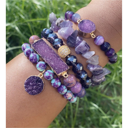 5 piece imperial jasper and purple bracelet stack