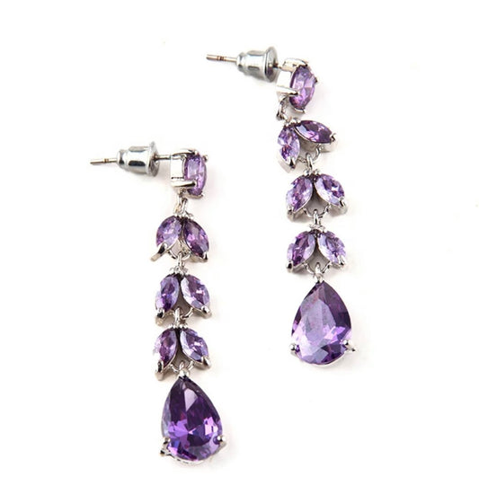 Purple Leaf Drop Earrings